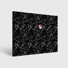Холст прямоугольный с принтом Черно-белый геометрический  в Екатеринбурге, 100% ПВХ |  | Тематика изображения на принте: абстрактный | аппликация | геометрический | модный | треугольники | футбол | футбольный клуб | черно белый | черный фон