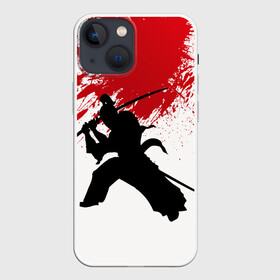 Чехол для iPhone 13 mini с принтом УДАР НИНДЗЯ в Екатеринбурге,  |  | blood | japan | ninja | samurai | брызги | катана | кимоно | костюм | кровь | меч | ниндзя | рана | самурай | япония