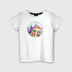 Детская футболка хлопок с принтом Грибы в Екатеринбурге, 100% хлопок | круглый вырез горловины, полуприлегающий силуэт, длина до линии бедер | грибы | закат | мухоморы | растения