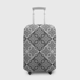 Чехол для чемодана 3D с принтом Черно-белый орнамент  в Екатеринбурге, 86% полиэфир, 14% спандекс | двустороннее нанесение принта, прорези для ручек и колес | абстрактный | ажурный | арабский | восточный | кружева | кружевной | современный | черно белый | черный