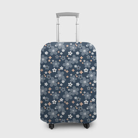 Чехол для чемодана 3D с принтом Синий цветочный узор  в Екатеринбурге, 86% полиэфир, 14% спандекс | двустороннее нанесение принта, прорези для ручек и колес | деревенский | детский | для девочек | женский | ретро | синий | цветочный узор | цветы