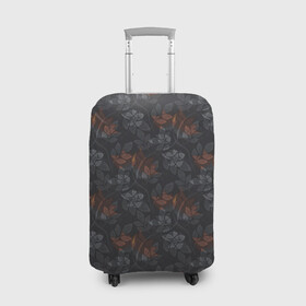 Чехол для чемодана 3D с принтом Серо-коричневый цветочный узор в Екатеринбурге, 86% полиэфир, 14% спандекс | двустороннее нанесение принта, прорези для ручек и колес | абстрактные цветы | женский | коричневый | модный | серый | цветочный | цветы