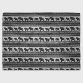 Плед 3D с принтом Черно-белый узор слоны в Екатеринбурге, 100% полиэстер | закругленные углы, все края обработаны. Ткань не мнется и не растягивается | африканский | монохромный узор | орнамент | полосы | серый | серый и черный | слоны | этнический