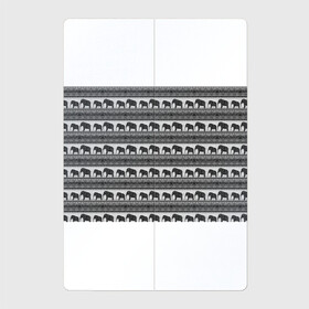 Магнитный плакат 2Х3 с принтом Черно-белый узор слоны в Екатеринбурге, Полимерный материал с магнитным слоем | 6 деталей размером 9*9 см | африканский | монохромный узор | орнамент | полосы | серый | серый и черный | слоны | этнический
