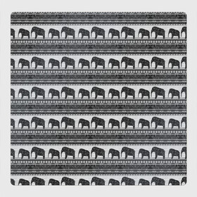Магнитный плакат 3Х3 с принтом Черно-белый узор слоны в Екатеринбурге, Полимерный материал с магнитным слоем | 9 деталей размером 9*9 см | африканский | монохромный узор | орнамент | полосы | серый | серый и черный | слоны | этнический