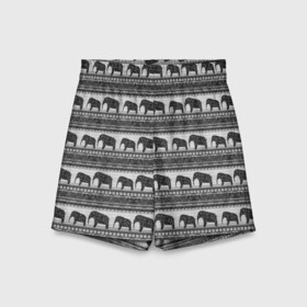 Детские спортивные шорты 3D с принтом Черно-белый узор слоны в Екатеринбурге,  100% полиэстер
 | пояс оформлен широкой мягкой резинкой, ткань тянется
 | африканский | монохромный узор | орнамент | полосы | серый | серый и черный | слоны | этнический
