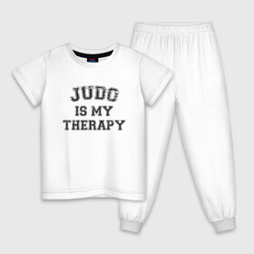 Детская пижама хлопок с принтом Дзюдо моя терапия в Екатеринбурге, 100% хлопок |  брюки и футболка прямого кроя, без карманов, на брюках мягкая резинка на поясе и по низу штанин
 | Тематика изображения на принте: fighter | japan | judo | mma | sport | ufc | warrior | боец | бой | воин | дзюдо | дзюдоист | единоборства | карате | поединок | спорт | спортсмен | чемпион | япония