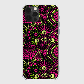 Чехол для iPhone 12 Pro с принтом Модный абстрактный узор в Екатеринбурге, силикон | область печати: задняя сторона чехла, без боковых панелей | абстрактный | арт | в горошек | креативный | молодежный | популярный | современный | темный | черный и малиновый