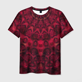 Мужская футболка 3D с принтом Модный абстрактный узор в Екатеринбурге, 100% полиэфир | прямой крой, круглый вырез горловины, длина до линии бедер | абстрактный | калейдоскоп | красный | молодежный | популярный | современный | темный