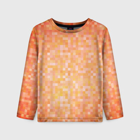 Детский лонгслив 3D с принтом Оранжевая пиксель абстракция в Екатеринбурге, 100% полиэстер | длинные рукава, круглый вырез горловины, полуприлегающий силуэт
 | halloween | pixel art | абстракция | оранжевый | осенний | пиксели | пиксель арт | пиксельный | рыжий | хэллоуин