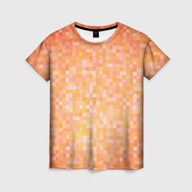 Женская футболка 3D с принтом Оранжевая пиксель абстракция в Екатеринбурге, 100% полиэфир ( синтетическое хлопкоподобное полотно) | прямой крой, круглый вырез горловины, длина до линии бедер | halloween | pixel art | абстракция | оранжевый | осенний | пиксели | пиксель арт | пиксельный | рыжий | хэллоуин