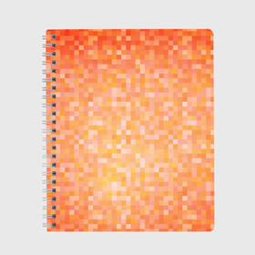 Тетрадь с принтом Оранжевая пиксель абстракция в Екатеринбурге, 100% бумага | 48 листов, плотность листов — 60 г/м2, плотность картонной обложки — 250 г/м2. Листы скреплены сбоку удобной пружинной спиралью. Уголки страниц и обложки скругленные. Цвет линий — светло-серый
 | halloween | pixel art | абстракция | оранжевый | осенний | пиксели | пиксель арт | пиксельный | рыжий | хэллоуин