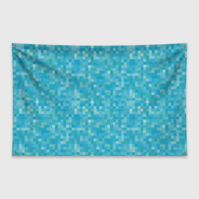 Флаг-баннер с принтом Бирюзовая пиксель абстракция в Екатеринбурге, 100% полиэстер | размер 67 х 109 см, плотность ткани — 95 г/м2; по краям флага есть четыре люверса для крепления | pixel art | абстракция | бирюзовый | изумрудный | пиксели | пиксель арт | пиксельный