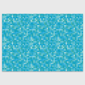 Поздравительная открытка с принтом Бирюзовая пиксель абстракция в Екатеринбурге, 100% бумага | плотность бумаги 280 г/м2, матовая, на обратной стороне линовка и место для марки
 | pixel art | абстракция | бирюзовый | изумрудный | пиксели | пиксель арт | пиксельный