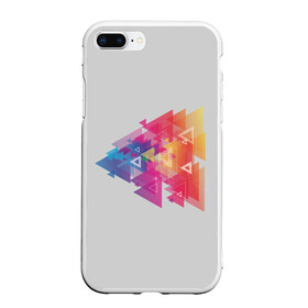 Чехол для iPhone 7Plus/8 Plus матовый с принтом Цветные треугольники в Екатеринбурге, Силикон | Область печати: задняя сторона чехла, без боковых панелей | искусство | прямоугольник | пурпурный | симметрия | треугольник | цвет
