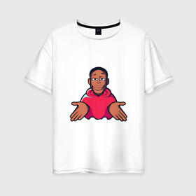 Женская футболка хлопок Oversize с принтом khaby.lame в Екатеринбурге, 100% хлопок | свободный крой, круглый ворот, спущенный рукав, длина до линии бедер
 | африканец | большие губы | кхаби | лэйм | настроение | позитив | поп арт. | популярный | популярный блогер | розовая толстовка | хаби ламе