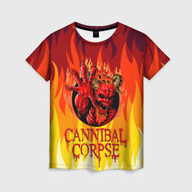 Женская футболка 3D с принтом Cannibal Corpse | Труп Канниба в Екатеринбурге, 100% полиэфир ( синтетическое хлопкоподобное полотно) | прямой крой, круглый вырез горловины, длина до линии бедер | cannibal | cannibal corpse | corpse | death metal | deathgrind | алекс уэбстер | брутальный дэт метал | дэт метал | дэтграйнд | пол мазуркевич | роб барретт | труп каннибала