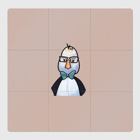 Магнитный плакат 3Х3 с принтом Умная птица  в Екатеринбурге, Полимерный материал с магнитным слоем | 9 деталей размером 9*9 см | bird | brain | scientist | голубь | мозг | очки | пингвин | птица | учёный