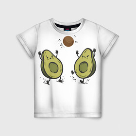 Детская футболка 3D с принтом Любимые авокадо  в Екатеринбурге, 100% гипоаллергенный полиэфир | прямой крой, круглый вырез горловины, длина до линии бедер, чуть спущенное плечо, ткань немного тянется | авокадо | другу | любимой | любимому | парные футболки | подруге | фрукты