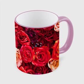 Кружка с полной запечаткой с принтом Букет роз в Екатеринбурге, керамика | ёмкость 330 мл | большие | букет | девушкам | красивые | пышные | розы | цветы | яркие