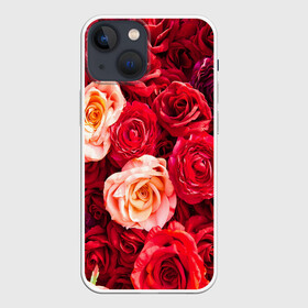 Чехол для iPhone 13 mini с принтом Букет роз в Екатеринбурге,  |  | большие | букет | девушкам | красивые | пышные | розы | цветы | яркие