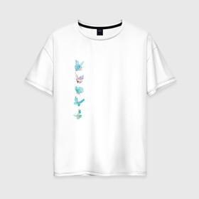 Женская футболка хлопок Oversize с принтом Акварельные бабочки  в Екатеринбурге, 100% хлопок | свободный крой, круглый ворот, спущенный рукав, длина до линии бедер
 | акварель | акварельные бабочки | бабочка | бабочки | насекомые