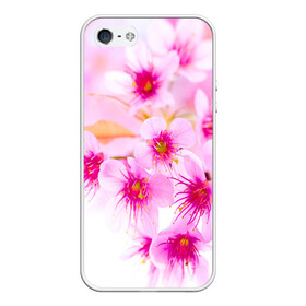 Чехол для iPhone 5/5S матовый с принтом Весеннее цветение вишни в Екатеринбурге, Силикон | Область печати: задняя сторона чехла, без боковых панелей | Тематика изображения на принте: бутоны | весна | девушкам | красивые | розовые | сакура | цветение | цветы | яблоня