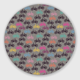 Коврик для мышки круглый с принтом Цветные велосипеды паттерн в Екатеринбурге, резина и полиэстер | круглая форма, изображение наносится на всю лицевую часть | велосипеды | велоспорт | горные велосипеды | паттерн | спортивные велосипеды | спортивный | цветной принт