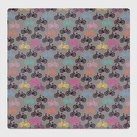 Магнитный плакат 3Х3 с принтом Цветные велосипеды паттерн в Екатеринбурге, Полимерный материал с магнитным слоем | 9 деталей размером 9*9 см | велосипеды | велоспорт | горные велосипеды | паттерн | спортивные велосипеды | спортивный | цветной принт