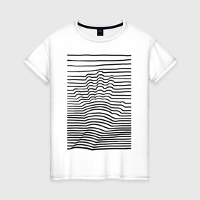 Женская футболка хлопок с принтом Иллюзорная рука в Екатеринбурге, 100% хлопок | прямой крой, круглый вырез горловины, длина до линии бедер, слегка спущенное плечо | графика | иллюзия | линии | рука | чб
