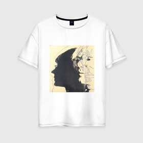 Женская футболка хлопок Oversize с принтом Andy Warhol art в Екатеринбурге, 100% хлопок | свободный крой, круглый ворот, спущенный рукав, длина до линии бедер
 | andy | art | pop | warhol | арт | коллаж | поп | портрет | фото | художник