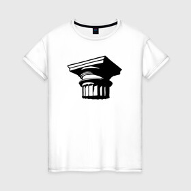Женская футболка хлопок с принтом Рисунок капители в Екатеринбурге, 100% хлопок | прямой крой, круглый вырез горловины, длина до линии бедер, слегка спущенное плечо | архитектура | графика | деталь | капитель | рисунок | чб