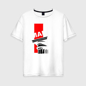 Женская футболка хлопок Oversize с принтом Капитель МАРХИ №2 в Екатеринбурге, 100% хлопок | свободный крой, круглый ворот, спущенный рукав, длина до линии бедер
 | архитектура | графика | деталь | капитель | мархи | рисунок | чб