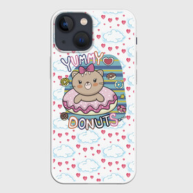 Чехол для iPhone 13 mini с принтом Мишка в пончике в Екатеринбурге,  |  | девочка | медведь | медвежонок | мишка | пончик | сладости