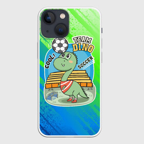 Чехол для iPhone 13 mini с принтом Динозаврик футболист в Екатеринбурге,  |  | soccer | дино | динозавр | динозаврик | мячик | футбол