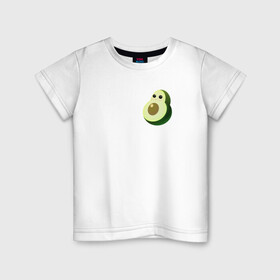Детская футболка хлопок с принтом Няшный авокадо в Екатеринбурге, 100% хлопок | круглый вырез горловины, полуприлегающий силуэт, длина до линии бедер | avocado | cartoon | cute | fruits | kawaii | авокадо | каваи | мило | фрукты