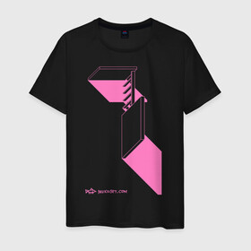 Мужская футболка хлопок с принтом architecton_one_pink в Екатеринбурге, 100% хлопок | прямой крой, круглый вырез горловины, длина до линии бедер, слегка спущенное плечо. | архитектон | архитектура | геометрия | конструкция | тени