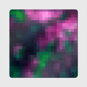 Магнит виниловый Квадрат с принтом Разноцветный геометрический уз в Екатеринбурге, полимерный материал с магнитным слоем | размер 9*9 см, закругленные углы | абстрактный | геометрический | зеленый | квадраты | клетка | клетчатый узор | молодежный | сиреневый | фиолетовый