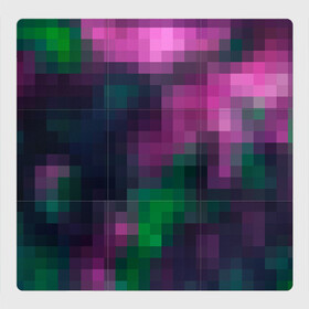Магнитный плакат 3Х3 с принтом Разноцветный геометрический уз в Екатеринбурге, Полимерный материал с магнитным слоем | 9 деталей размером 9*9 см | абстрактный | геометрический | зеленый | квадраты | клетка | клетчатый узор | молодежный | сиреневый | фиолетовый