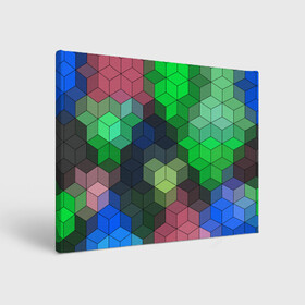 Холст прямоугольный с принтом Разноцветный геометрический уз в Екатеринбурге, 100% ПВХ |  | абстрактный | зеленый | молодежный | разноцветный узор | ромбы | синий | текстура