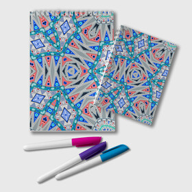 Блокнот с принтом Серо-синий абстрактный узор  в Екатеринбурге, 100% бумага | 48 листов, плотность листов — 60 г/м2, плотность картонной обложки — 250 г/м2. Листы скреплены удобной пружинной спиралью. Цвет линий — светло-серый
 | Тематика изображения на принте: абстрактный | асимметричный | креативный | молодежный | серый | синий | современный