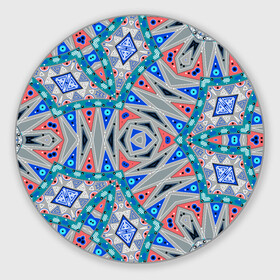 Коврик для мышки круглый с принтом Серо-синий абстрактный узор  в Екатеринбурге, резина и полиэстер | круглая форма, изображение наносится на всю лицевую часть | Тематика изображения на принте: абстрактный | асимметричный | креативный | молодежный | серый | синий | современный