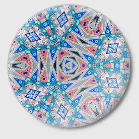 Значок с принтом Серо-синий абстрактный узор  в Екатеринбурге,  металл | круглая форма, металлическая застежка в виде булавки | абстрактный | асимметричный | креативный | молодежный | серый | синий | современный