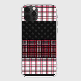 Чехол для iPhone 12 Pro с принтом Комбинированный красно-серый  в Екатеринбурге, силикон | область печати: задняя сторона чехла, без боковых панелей | клетка | комбинированный | красный и черный | креативный | плед | полосы | узор в клетку | шотландка
