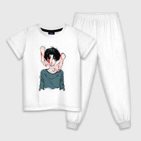 Детская пижама хлопок с принтом Yoon Bum в Екатеринбурге, 100% хлопок |  брюки и футболка прямого кроя, без карманов, на брюках мягкая резинка на поясе и по низу штанин
 | Тематика изображения на принте: anime | killing stalking | manhwa | oh sangwoo | аниме | манга | манхва