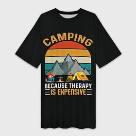 Платье-футболка 3D с принтом Camping в Екатеринбурге,  |  | camp | camping | retro | travel | винтаж | интроверт | кемпинг | отдых | отпуск | приключение | ретро | социопат | туризм | турист | туристические | юмор