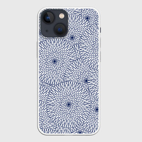 Чехол для iPhone 13 mini с принтом БЕЛЫЕ ХРИЗАНТЕМЫ | ПАТТЕРН в Екатеринбурге,  |  | japan | pattern | орнамент | паттерн | растение | традиционный | хризантема | цветок | цветы | япония | японский орнамент | японский паттерн