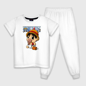 Детская пижама хлопок с принтом Малыш Луффи One Piece в Екатеринбурге, 100% хлопок |  брюки и футболка прямого кроя, без карманов, на брюках мягкая резинка на поясе и по низу штанин
 | anime | manga | monkey d. luffy | one piece | аниме | большой куш | ван пис | вон пис | капитан | король пиратов | луси | луфи | луффи | луффи но уми | луффи таро | манга | манки д. луффи | мугивара | пират | пятый император