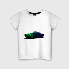 Детская футболка хлопок с принтом SHELBI COBRA I Шелби Кобра в Екатеринбурге, 100% хлопок | круглый вырез горловины, полуприлегающий силуэт, длина до линии бедер | дрифт. | кабриолет | неоновая машина | скорость | спорткар
