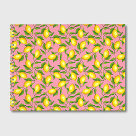 Альбом для рисования с принтом Лимоны паттерн в Екатеринбурге, 100% бумага
 | матовая бумага, плотность 200 мг. | ботаника | еда | желтые лимоны | иллюстрация | летний принт | лето | лимоны | паттерн | рисунок | розовый цвет | фрукты
